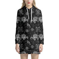 Black And White Wicca Gothic Print Pullover Hoodie Dress