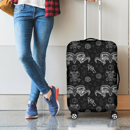 Black And White Wicca Gothic Print Luggage Cover