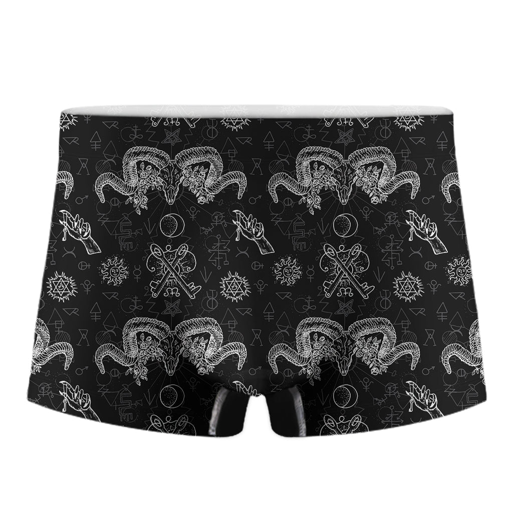 Black And White Wicca Gothic Print Men's Boxer Briefs
