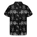 Black And White Wicca Gothic Print Men's Short Sleeve Shirt