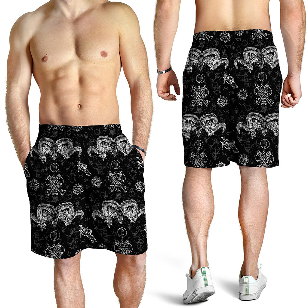 Black And White Wicca Gothic Print Men's Shorts