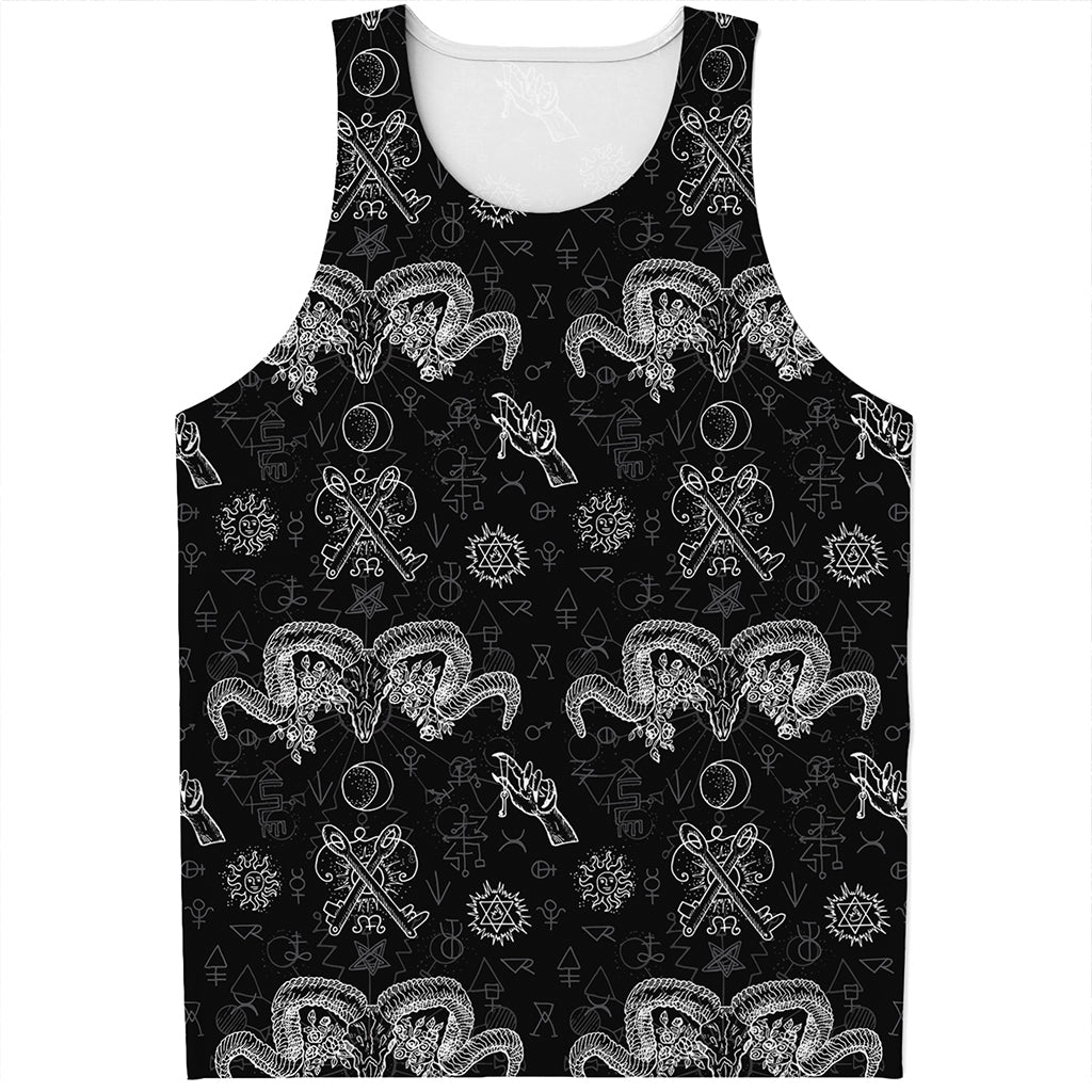 Black And White Wicca Gothic Print Men's Tank Top