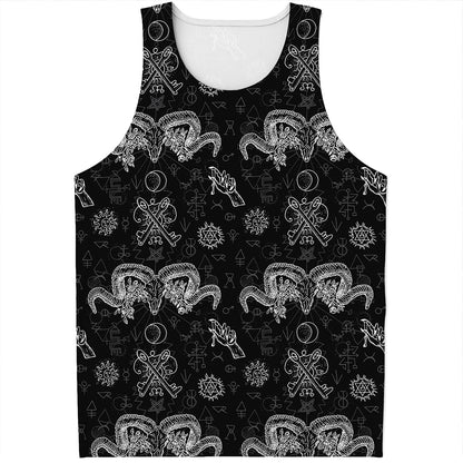 Black And White Wicca Gothic Print Men's Tank Top