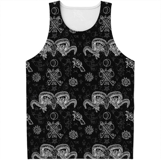 Black And White Wicca Gothic Print Men's Tank Top
