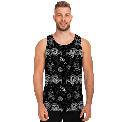 Black And White Wicca Gothic Print Men's Tank Top