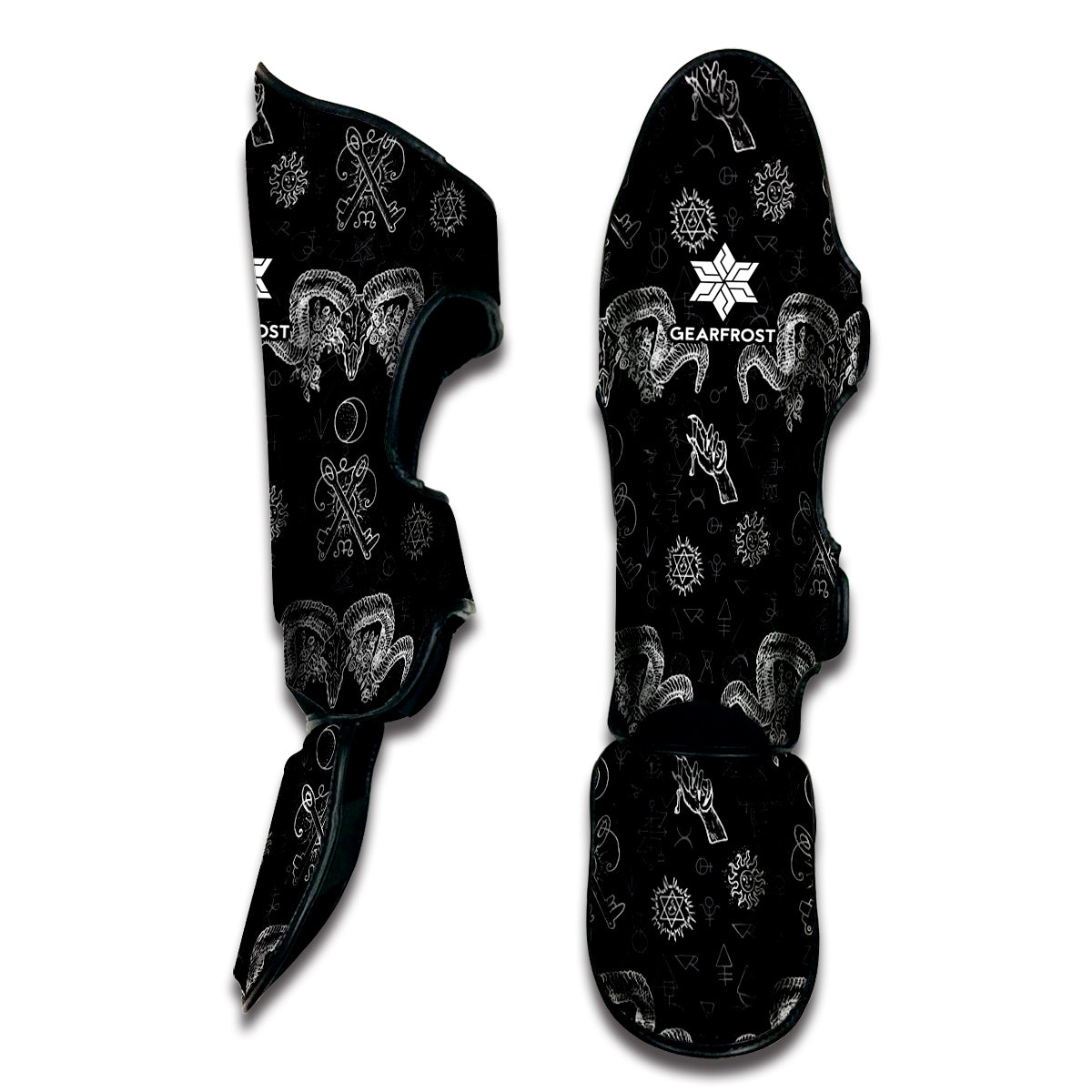 Black And White Wicca Gothic Print Muay Thai Shin Guard