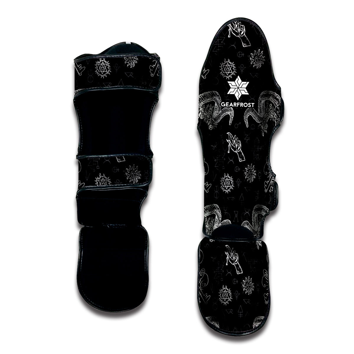 Black And White Wicca Gothic Print Muay Thai Shin Guard