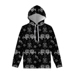 Black And White Wicca Gothic Print Pullover Hoodie