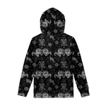 Black And White Wicca Gothic Print Pullover Hoodie