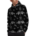 Black And White Wicca Gothic Print Pullover Hoodie