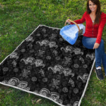 Black And White Wicca Gothic Print Quilt