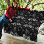 Black And White Wicca Gothic Print Quilt