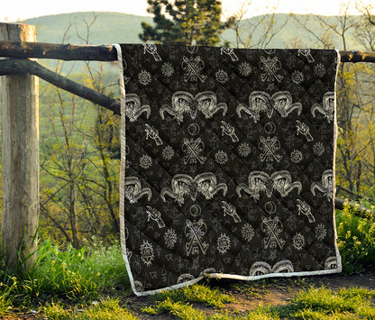 Black And White Wicca Gothic Print Quilt