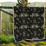 Black And White Wicca Gothic Print Quilt