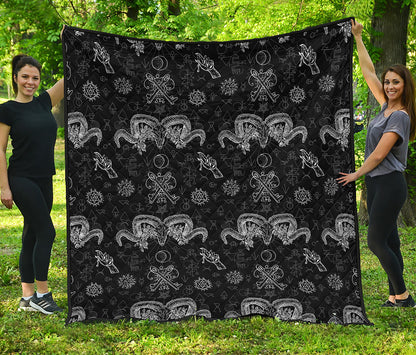 Black And White Wicca Gothic Print Quilt