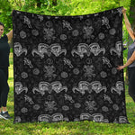 Black And White Wicca Gothic Print Quilt
