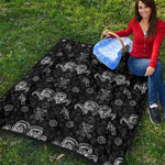 Black And White Wicca Gothic Print Quilt