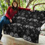 Black And White Wicca Gothic Print Quilt