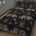 Black And White Wicca Gothic Print Quilt Bed Set