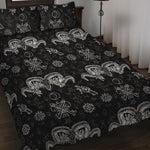 Black And White Wicca Gothic Print Quilt Bed Set