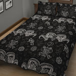 Black And White Wicca Gothic Print Quilt Bed Set