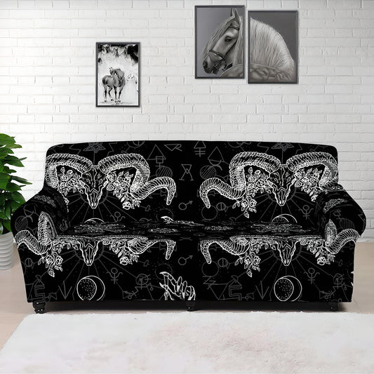 Black And White Wicca Gothic Print Sofa Cover