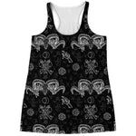 Black And White Wicca Gothic Print Women's Racerback Tank Top