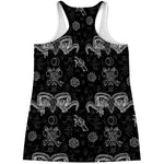 Black And White Wicca Gothic Print Women's Racerback Tank Top