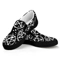 Black And White Wicca Pentagram Print Black Slip On Sneakers