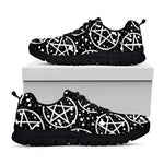 Black And White Wicca Pentagram Print Black Sneakers