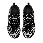 Black And White Wicca Pentagram Print Black Sneakers