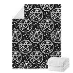 Black And White Wicca Pentagram Print Blanket