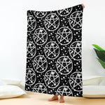 Black And White Wicca Pentagram Print Blanket