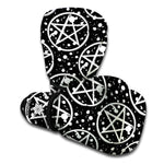 Black And White Wicca Pentagram Print Boxing Gloves