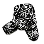Black And White Wicca Pentagram Print Boxing Gloves