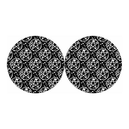 Black And White Wicca Pentagram Print Car Coasters