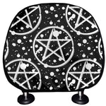 Black And White Wicca Pentagram Print Car Headrest Covers
