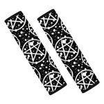 Black And White Wicca Pentagram Print Car Seat Belt Covers