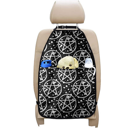 Black And White Wicca Pentagram Print Car Seat Organizers