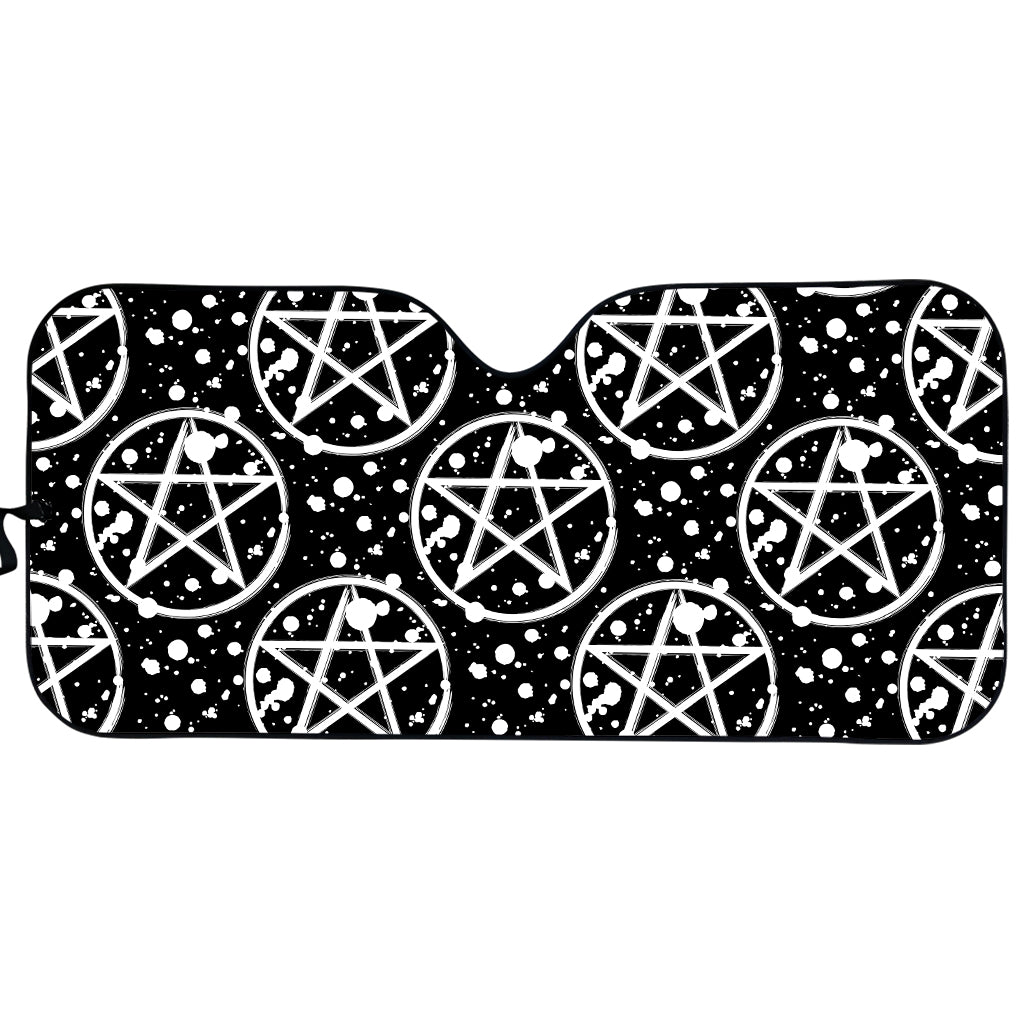 Black And White Wicca Pentagram Print Car Sun Shade