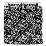 Black And White Wicca Pentagram Print Duvet Cover Bedding Set