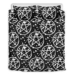 Black And White Wicca Pentagram Print Duvet Cover Bedding Set