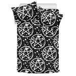 Black And White Wicca Pentagram Print Duvet Cover Bedding Set