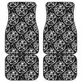 Black And White Wicca Pentagram Print Front and Back Car Floor Mats