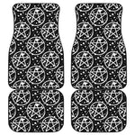 Black And White Wicca Pentagram Print Front and Back Car Floor Mats
