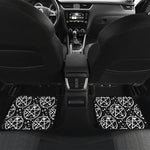 Black And White Wicca Pentagram Print Front and Back Car Floor Mats