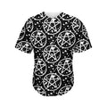 Black And White Wicca Pentagram Print Men's Baseball Jersey