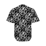 Black And White Wicca Pentagram Print Men's Baseball Jersey