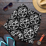 Black And White Wicca Pentagram Print Men's Shorts