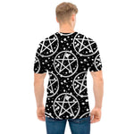 Black And White Wicca Pentagram Print Men's T-Shirt